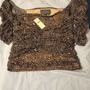 Anthropologie Leopard Print Crop Top